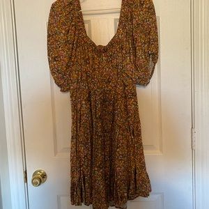 Bubble Sleeve Peasant Dress